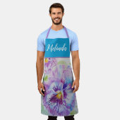 Tablier Joli Pastel Floral Pansy Purple Womans Apron (Porté)