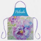 Tablier Joli Pastel Floral Pansy Purple Womans Apron (Recto)