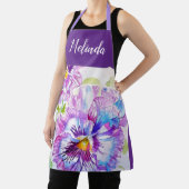 Tablier Joli Pastel Floral Pansy Purple Womans Apron (Insitu)