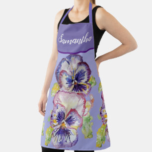 Tablier Joli Pastel Floral Pansy Purple Womans Art Apron