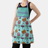 Tablier Joli Pastel Floral Poppy Aqua Womans Art Apron (Insitu)