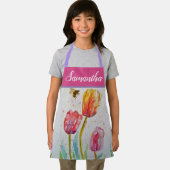 Tablier Joli Pastel Floral Tulip Pink Bee Womans Apron (Insitu)