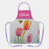 Tablier Joli Pastel Floral Tulip Pink Bee Womans Apron (Recto)