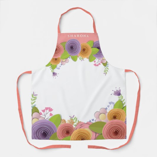 Tablier Joli Pastels Mothers Day Papier Coupé Fleur Apron (Recto)