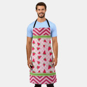 Tablier Joli Pastèque pois et chevron rose (Porté)