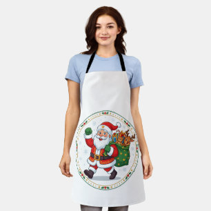 Tablier Joli Père Noël joyeux avec ornement de Noël pour j