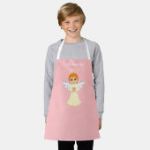 Tablier Joli petit ange sur fond rose clair (Porté)