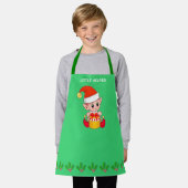 Tablier Joli petit lutin d'aide de Noël sur fond vert (Porté)