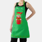 Tablier Joli petit lutin d'aide de Noël sur fond vert (Insitu)
