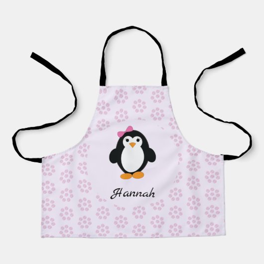 Tablier Joli pingouin fille avec arrière - plan de marguer (Recto)