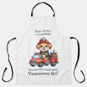 Tablier Joli pompier à chiot sur un camion rouge vif (Recto)