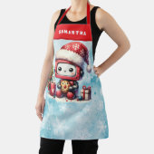 Tablier Joli robot Monogrammé Bleu et Rouge Noël (Insitu)