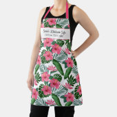 Tablier Joli rose Fleurs tropicales Nom personnalisé Texte (Insitu)