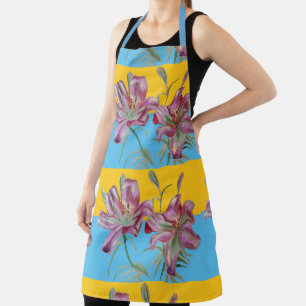 Tablier Joli rose Lily Aquarelle Cuisine Floral Apron