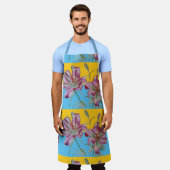Tablier Joli rose Lily Aquarelle Cuisine Floral Apron (Porté)