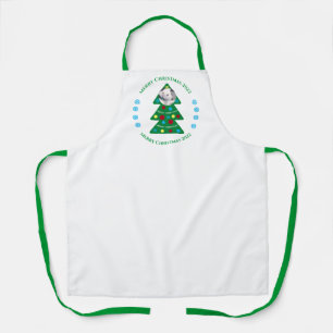 Tablier Joli sapin de Noël avec chien blanc de vacances