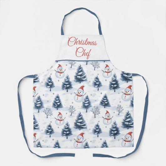 Tablier Joli Snowman Et Snowy Trees (Recto)