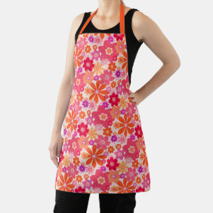 Tablier Joli style rétro style floral orange rose