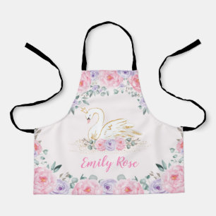 Tablier Joli Swan Princess Girl Chef Nom personnalisé