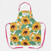 Tablier Joli tournesol Jaune et Motif vert (Recto)