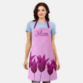 Tablier Joli tulipe rose floral style belle pour maman (Porté)