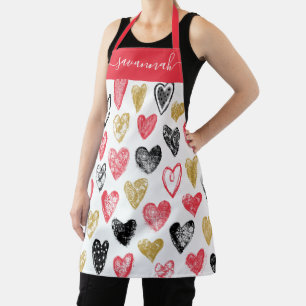 Tablier Joli Valentine Motif de coeur Monogram Apron