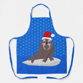 Tablier Joli Walrus de Noël et Snowflakes (Recto)