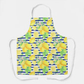 Tablier Jolie aquarelle citrons sur bandes bleues Cuisine (Recto)
