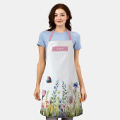 Tablier Jolie aquarelle Fleur sauvage frontière Hébreu ros (Porté)