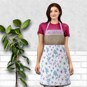 Tablier Jolie aquarelle Floral Personnalisé Prénom