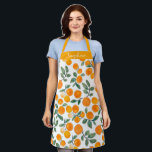 Tablier Jolie aquarelle Orange Citrus Personnalisé<br><div class="desc">Elégantes aquarelles motif de fruits avec oranges et feuilles. Personnalisez-le avec votre nom.</div>