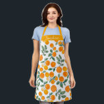 Tablier Jolie aquarelle Orange Citrus Personnalisé<br><div class="desc">Elégantes aquarelles motif de fruits avec oranges et feuilles. Personnalisez-le avec votre nom.</div>