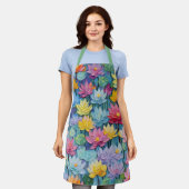 Tablier Jolie Aquarelle Pastel Fleurs Peintes (Porté)