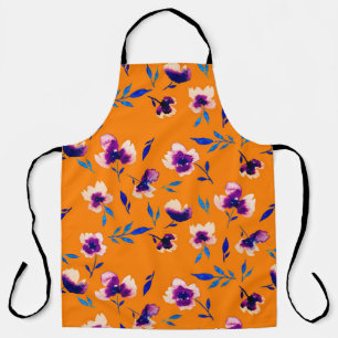 Tablier Jolie aquarelle pivoine violet fleurs et