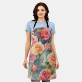 Tablier Jolie aquarelle Rose design floral (Porté)