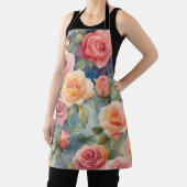 Tablier Jolie aquarelle Rose design floral (Insitu)