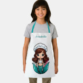 Tablier Jolie Brunette Mermaid Chef Personnaliser (Insitu)