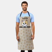 Tablier Jolie chatte avec nom et empreintes de pattes (Porté)