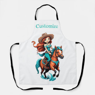 Tablier Jolie cowgirl montant un poney Thunder_Cove