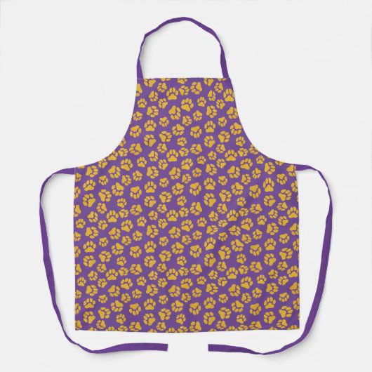 Tablier Jolie empreinte de patte violette et dorée (Recto)