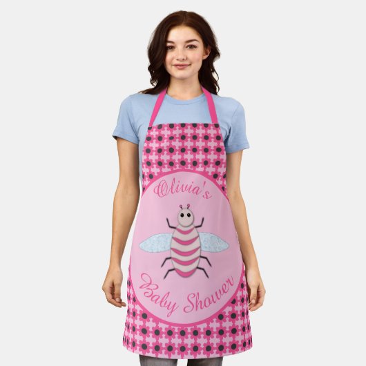 Tablier Jolie fille rose bébé Baby shower personnalisé (Porté)