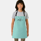 Tablier Jolie fille Script Turquoise Monogramme Enfants pe (Insitu)