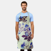 Tablier Jolie fleur violette Imprimer sur vert (Porté)