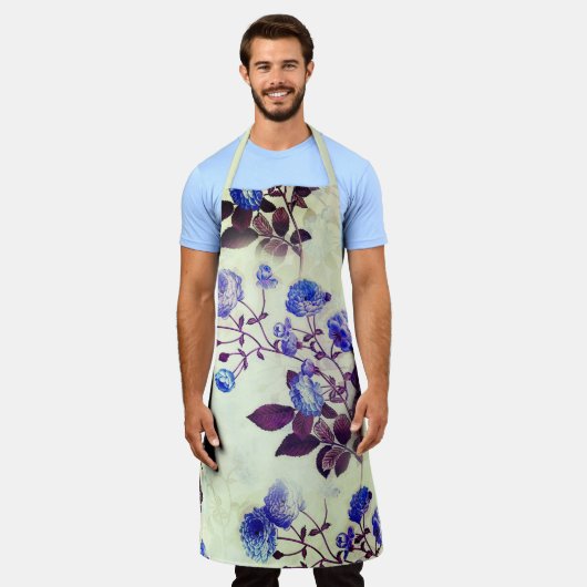 Tablier Jolie fleur violette Imprimer sur vert (Porté)