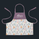 Tablier Jolie Forme de Motifs de forêts de bois<br><div class="desc">Ce joli tablier personnalisé est orné d'un motif de lapins et d'arbres de la forêt boisée, dont le sommet est un violet gris massif. Facile à customiser pour un cadeau unique, parfait pour le jeune chef ou boulanger! Pour toute demande de produit ou de design, veuillez me contacter (Tracey) à...</div>