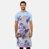 Tablier Jolie impression de fleurs violettes (Porté)