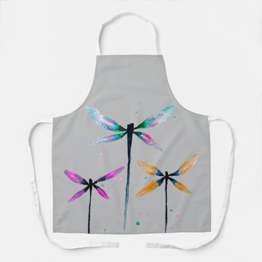 Tablier Jolie libellule aquarelle rustique (Recto)