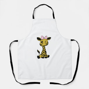 Tablier jolie petite girafe avec arc rose