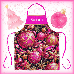 Tablier Jolie rose ornements de Noël Snowflakes Étoiles