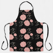 Tablier Jolie Roses roses roses avec feuillage sur noir (Recto)